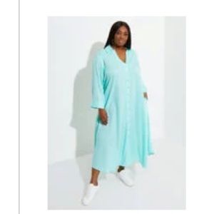 Ashley Stewart woven midi shirt dress